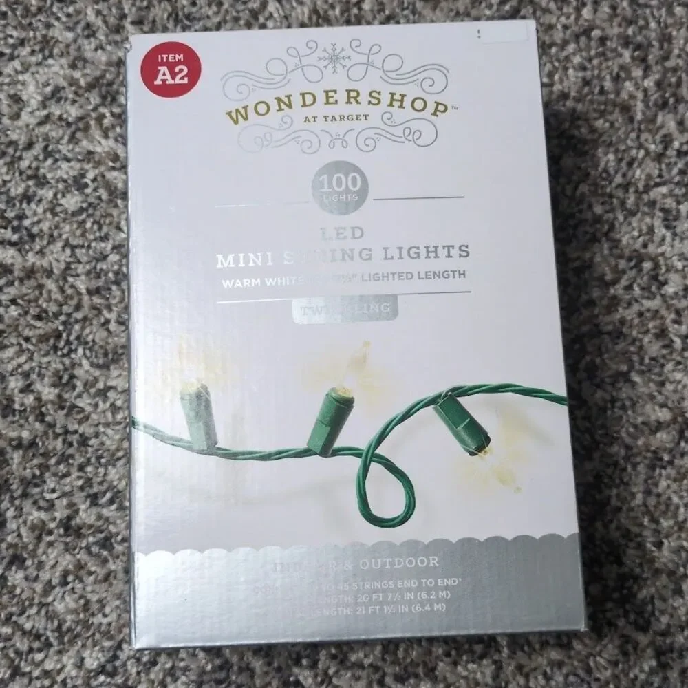 Wondershop LED Mini Christmas TWINKLING String Lights 100ct Warm White NEW